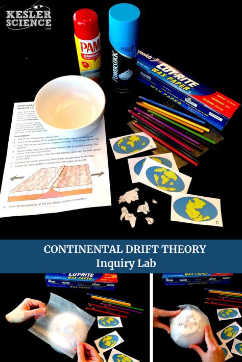 Explore the Continental Drift Theory using a hands-on lab to explore the main pieces of evidence used to formulate the theory. Continental Drift Activity, Geography Model, Continental Drift Theory, Plate Tectonic, Plate Tectonic Theory, Earth Systems, Elementary Geography, Science Inquiry, Montessori Geography