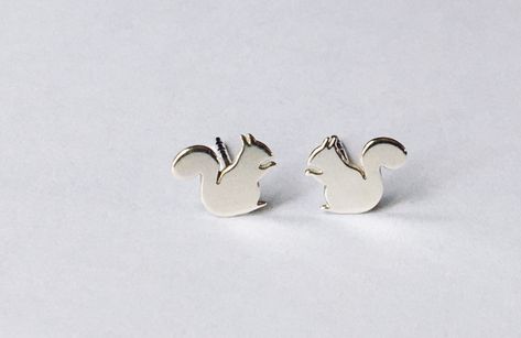 Excited to share this item from my #etsy shop: Sterling silver squirrel earrings Squirrel Earrings, Silver Cat Ring, Moon And Star Ring, Initial Earrings, Sterling Silver Cat, Sterling Silver Initial, Cat Ring, Earring Ideas, Silver Moon