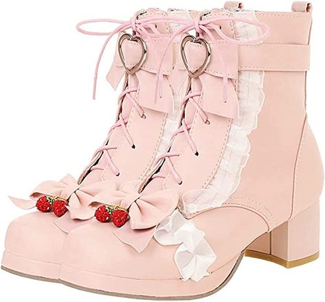 Pink Cute Accessories, Cute Shoes Pink, Strawberry Clothes Aesthetic, Aesthetic Pink Clothes, Strawberry Boots, Pink Clothes Outfits, Pink Clothes Aesthetic, Strawberry Cosplay, Strawberry Accessory