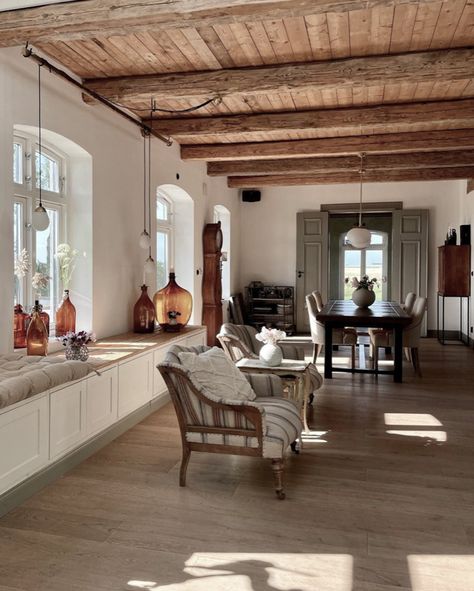 my scandinavian home: A Dated Property is Restored to a Dream Swedish Country House Swedish House Interior, Black Glass Cabinet, Swedish Country House, Country House Kitchen, My Scandinavian Home, Scandi Home, Wood Beam Ceiling, Red Brick House, Swedish House