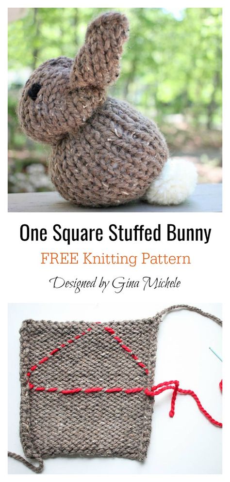 Rabbit Knitting Pattern, Knitted Bunnies, Addi Knitting Machine, Knitted Stuffed Animals, Knitting Squares, Knitted Bunny, Easy Knitting Patterns Free, Knitted Toys Free Patterns, Circular Knitting Machine