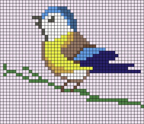 Alpha pattern #21865 | BraceletBook Bird Alpha Pattern, Bird Pixel Art, Bird Cross Stitch, Crochet Wall Art, Tiny Cross Stitch, Small Cross Stitch, Pola Kristik, Cross Stitch Patterns Flowers, Cross Stitch Bird