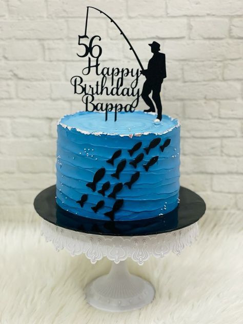 Fishing Theme Cake, Fisherman Cake, Fish Cake Birthday, Dad Birthday Cakes, Money Cake, Fishing Party, Fishing Birthday, Cool Birthday Cakes, Fish Cake