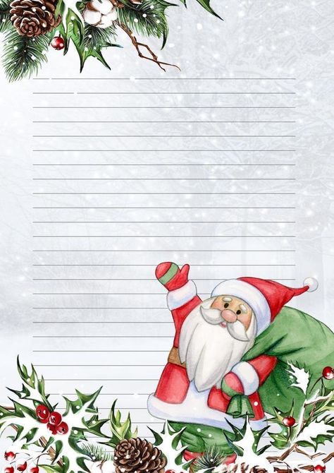 Santa Claus Letter Template, Christmas Note Paper, Christmas Stationary, Happy Christmas Day, Writing Paper Printable Stationery, Free Printable Stationery, Christmas Flyer, Origami Paper Art, Christmas Letter