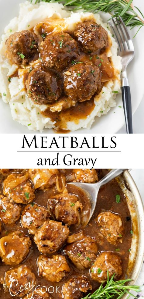 Meatballs And Gravy, Beef Ground, Resepi Biskut, Meatball Recipes Easy, Beef Pasta, Brown Gravy, Ground Beef Recipes For Dinner, Dinner Easy, Beef Recipes Easy