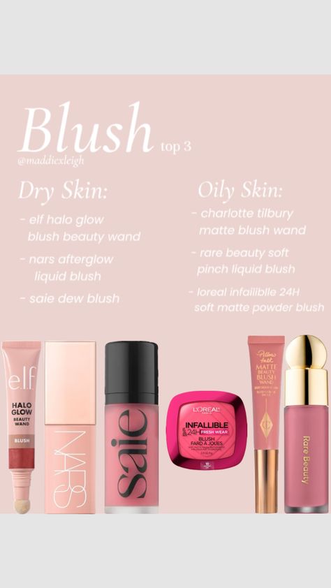 blush, by skin type 🩷. #blush #makeup #makeupproducts #skincare Blush For Oily Skin, Blusher Makeup, Blush Pillows, Simple Makeup Tips, Blush Beauty, Matte Blush, Makeup Items, Blush Makeup, Skin Type