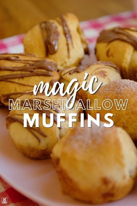 Magic Marshmallow Muffins | Camping Dessert Recipe | KOA Camping Blog Savory Marshmallow Recipe, Magic Muffins, Camping Dessert Recipes, Cinnamon Sugar Muffins, Koa Camping, Foil Dinners, Camping Desserts, Cinnamon Muffins, Recipes With Marshmallows