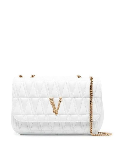 Versace Bag, White Shoulder Bags, Versace Handbags, Italian Bags, Quilted Shoulder Bag, Versace Bags, Quilted Crossbody Bag, Classic Bags, Duffel Bag Travel