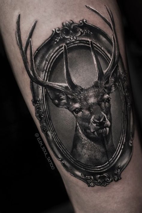 Simple Tats, Framed Tattoo, Portrait Tattoos, Soul Tattoo, Deer Tattoo, Japanese Watercolor, Tattoo Now, Book Tattoo, Next Tattoo