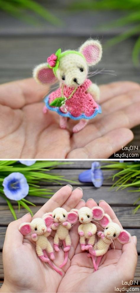 Tiny Mice Crochet Pattern Free, Tiny Crochet Mouse Free Pattern, Cute Tiny Mice Free Crochet Pattern, Crochet Mice Amigurumi, Mice Crochet Pattern Free, Felt Mice Pattern, Tiny Animals Crochet Pattern, Crochet Mouse Free Pattern Amigurumi, Miniature Crochet Animals