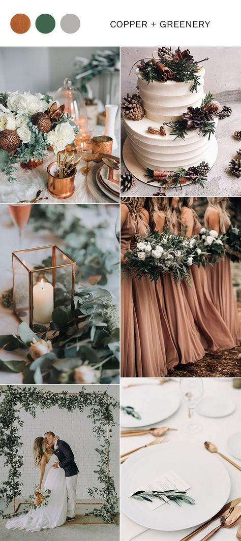 Winter Wedding Color Ideas, Wedding Color Schemes Winter, Winter Wedding Color Palette, Wedding Color Ideas, Winter Wedding Colors, Wedding Invitation Kits, Copper Wedding, December Wedding, Winter Wonderland Wedding