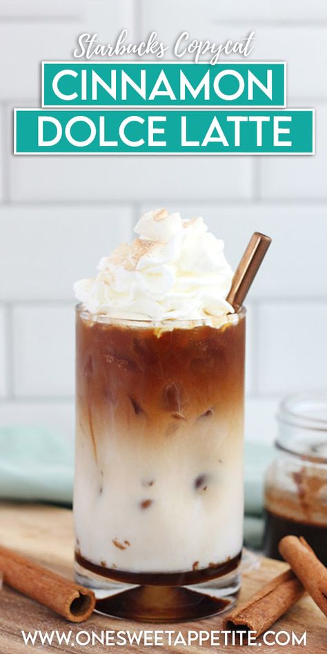 Starbucks Cinnamon Dolce Latte, Cinnamon Dolce Latte Recipe, Fun Coffee Recipes, Copycat Starbucks Drinks, Starbucks Latte, Cinnamon Dolce Syrup, Cinnamon Dolce Latte, Chicory Recipe, Cold Brew Iced Coffee