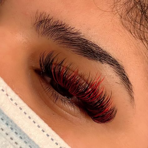 Red Eyelash extensions Red Eyelashes Extensions, Red And Black Lash Extensions, Red Lashes Extensions, Red And Black Lashes, Red Eyelash Extensions, Red Lash Extensions, Red Eyelashes, Red Lashes, Extensions Lashes