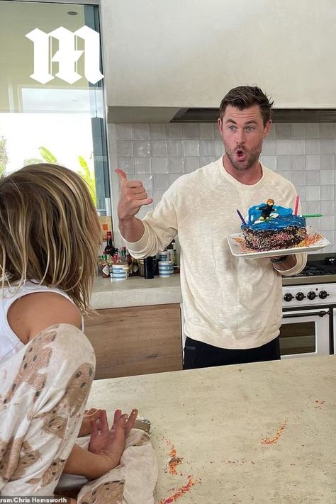 Chris Hemsworth Birthday, Chris Hemsworth Wife, 38th Birthday, Elsa Pataky, Homemade Cake, Three Children, Family Celebrations, Chris Hemsworth, Birthday Celebrations