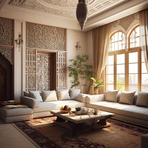 Arabic house living room, Arabic style, Arabic architecture Arabian Room, Arabic Style Living Room, Arabian Living Room, English Home Design, Arabian Majlis, Arab House, Modern Arabic Interior, Arabic House, Islamic Interior