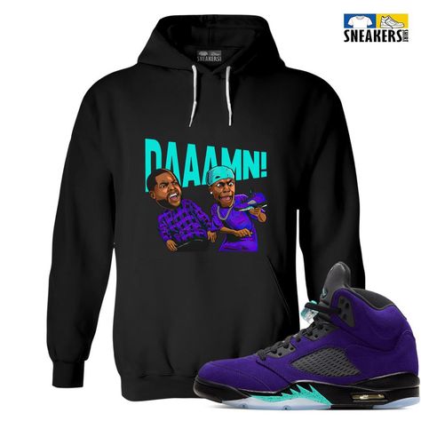 DAAAMN Matching Air Jordan 5 Alternate Grape Hoodie Black Check more at https://sneakersshirt.com/product/daaamn-matching-air-jordan-5-alternate-grape-hoodie-black/ Jordan Shirts, Air Jordan 5, Jordan 5, Sneakers Outfit, Black Sneakers, Unisex Tshirt, Matching Shirts, Jordan 1, Black Hoodie