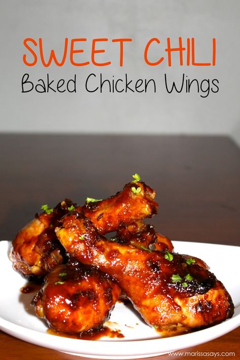 Sweet Chili Chicken Wings, Sweet Chili Wings, Chili Bake, Sweet Chilli Chicken, Sweet Chili Chicken, Chicken Wing Recipes Baked, Chilli Chicken, Baked Chicken Wings, Sweet Chilli