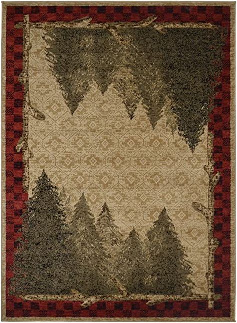 Mayberry Rugs Forest Area Rug, 7'10"x9'10", Antique Forest Rug, Western Area Rugs, Lodge Design, Rustic Decorating, Statement Rug, Beige Pattern, Natural Area Rugs, Lodge Style, Beige Style