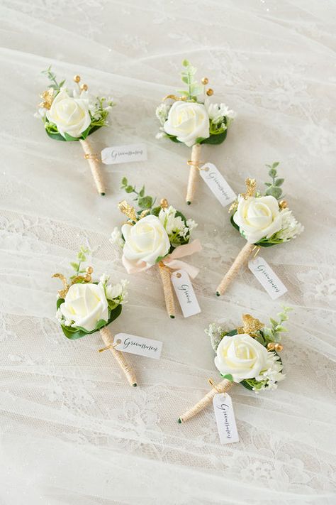 White & Sage Pre-arranged Wedding Flower Packages – Ling's moment Kiawah Wedding, Wedding January, Boutineer Wedding, Boutonniere Ideas, Groom Buttonholes, Boutonnieres Prom, Wedding Boutonnieres, Crystals Wedding, Wedding Flower Packages