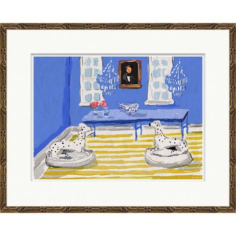 Soicher-Marin 'Dog' Framed Print | Perigold Dana Gibson, Dog Frames, Paper Wall Art, Picture Frame Painting, Painting On Paper, Blue Dog, Frame Painting, Gray Yellow, Wall Covering