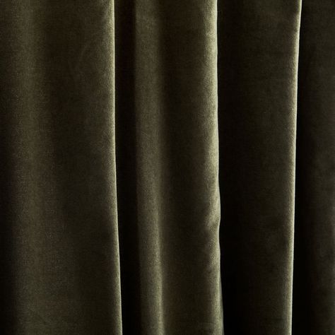 Dark Green Curtains, Green Curtains Living Room, Velvet Curtains Bedroom, Olive Green Curtains, Door Window Curtain, Metal Curtain Rod, Curtain For Door Window, Dark Curtains, Bedroom Curtain