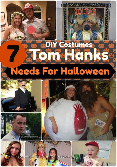 Top 7 Movie Character Costumes Tom Hanks Needs for Halloween Movie Character Halloween Costumes, Illusion Costumes, Tom Hanks Movies, Movie Character Halloween, Character Halloween Costumes, Movie Character Costumes, Homemade Books, Shelf Diy