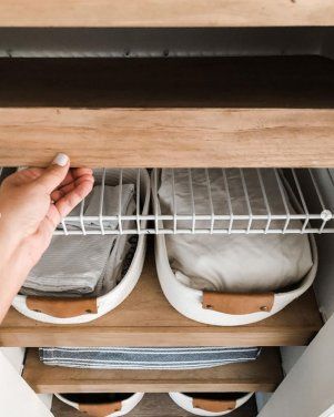 How to Make Wire Shelf Covers That Look Like Wood Floating Shelves | HGTV Wire Shelf Closet Makeover, Wooden Shelf Covers, Wood Shelf Covers To Go Over Metal Shelves, Wood Overlay For Wire Shelf, Wood Shelf Over Wire Shelf, Wood Over Wire Shelving, Wood Covers For Wire Shelves, Cover Wire Shelves Diy, Shelf Cover Diy