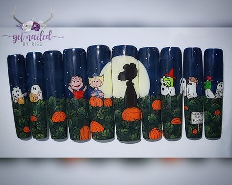 Great Pumpkin Charlie Brown Nails, Charlie Brown Halloween Nails, Brown Halloween Nails, Charlie Brown Nails, Its The Great Pumpkin, The Great Pumpkin Charlie Brown, Great Pumpkin Charlie Brown, Charlie Brown Halloween, It's The Great Pumpkin