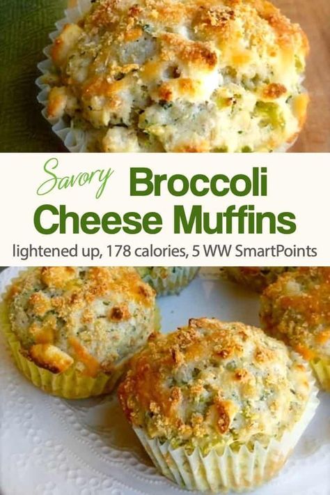 Broccoli Cheese Muffins, Savory Muffins, Cheese Muffins, Broccoli Cheese, Recipe Simple, Broccoli And Cheese, Smart Points, Oatmeal Recipes, Ww Recipes