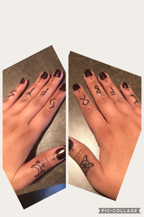 Celtic Rune finger tattoos ❤️🔮🙌🏽 #witchyvibes Rune Knuckle Tattoo, Irish Finger Tattoos For Women, Finger Tattoos Runes, Runic Finger Tattoos, Finger Rune Tattoo, Rune Finger Tattoos For Women, Rune Tattoo Finger, Celtic Hand Tattoos For Women, Rune Hand Tattoos For Women