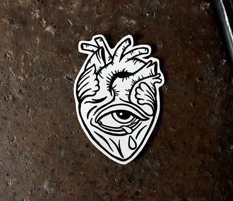 Traditional Heart Tattoos, Crying Heart, American Traditional Tattoo Ideas, Anatomical Heart Tattoo, Traditional Tattoo Ideas, Heart Vinyl, Sticker Tattoo, Sketch Tattoo Design, Snake Art