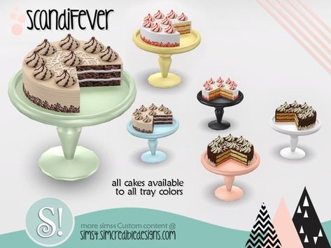 SIMcredible!'s ScandiFever cake *decor* Sims 4 Cake Cc, Sims 4 Cake, Sims 4 Bakery Cc, Sims Bakery, Sims 4 Bakery, Sims Decoration, 4 Cake, Sims 4 Kitchen, The Sims 4 Pc