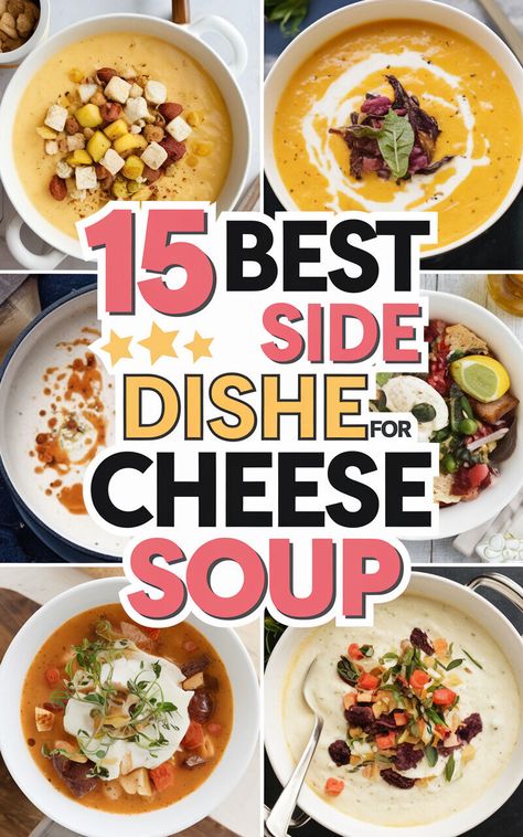 15 Mouthwatering Side Dishes to Serve with Cheese Soup! 🧀🍲 #cheesesoup #sidedishes #yum Side Dishes For Soup Dinners, Soup Side Dishes, Soup Sides, Beer Cheddar Soup, Supper Sides, Beer Soup, Soup Pairings, Best Sides, Artichoke Soup