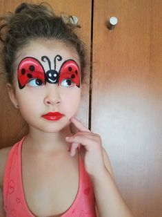 Girls Face Painting Ideas, Face Painting For Girls, Kid Face Paint, Girl Face Paint, Ladybug Makeup, Short Hair Makeover, Easy Face Paint, Kids Face Painting, Easy Face Painting