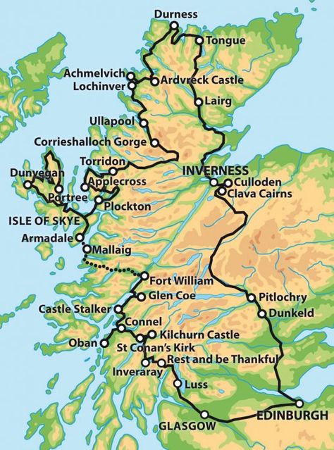 The Complete Tour of Scotland - Heart of Scotland Tours Map Of Scotland, Scotland Vacation, Scotland Road Trip, European Road Trip, Scotland Map, Scotland Tours, London Tours, Visit Scotland, Voyage Europe