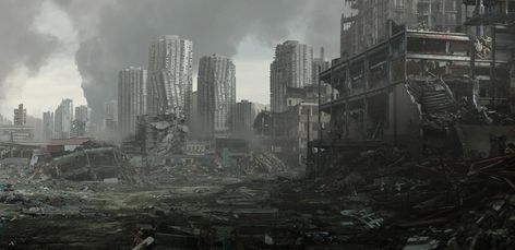 ArtStation - City of Silence 001, David Edwards Digital Matte Painting, Apocalypse Landscape, Dystopian Art, Post Apocalyptic City, Camera Wallpaper, Post Apocalyptic Art, Ruined City, Scenery Background, City Background