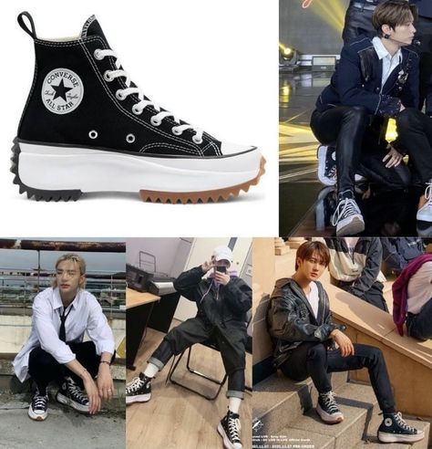 Straykids Converse, Stray Kids Converse, Skz Converse, Stray Kids Shoes, High Cut Sneakers, Stray Kids Outfits, Run Star Hike, Converse Run Star, Kids Converse