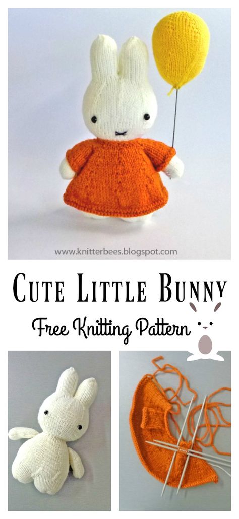 Miffy Knitting Pattern, Knitting Bunny Pattern Free, Knit Stuffed Animals Patterns Free, Knit Toys Free Pattern, Free Knitting Patterns Toys Easy, Knitting Patterns Free Toys, Knit Baby Toys, Knit Toys Free Pattern Stuffed Animals, Rabbit Knitting Pattern