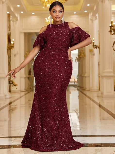 Lace Nigerian Dress Styles, Dinner Gowns Classy Night, Dinner Gowns Classy, A Shape Gown Ankara, African Shirt Dress, Nigerian Dress Styles, Sequin Dress Outfit, Lace Dress Classy, Nigerian Dress