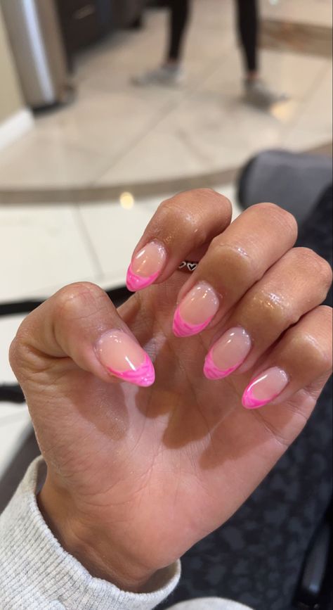 Pink Nails Gel, Pink Almond Nails, Preppy Nails, Hoco Nails, Teen Nails, Nails Gel Nails, Broken Nails, Summery Nails, Glow Nails