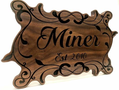 Wood Signs Wedding Gift, Outdoor Wood Signs, Wood Sign Wedding, Cnc Machine Projects, Name Plate Design, Personalized Wood Signs, Carved Wood Signs, Wood Carving Designs, Family Name Signs