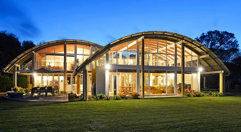 Unique Homes Jungle Homes, Quonset Homes, Quonset Hut Homes, New Zealand Architecture, Airplane Hangar, Quonset Hut, Estate House, New Zealand Houses, Architecture Model Making