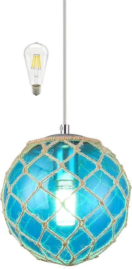 Blue Pendant Light Coastal Pendant Light Nautical Pendant Lighting Beach House Lighting Fixtures Ocean Lighting Fixture Coastal Hanging Light Fixtures Fish Float Glass Ball Lighting(Bulb Incl. - Amazon.com Beach House Lighting Fixtures, Lighting Beach House, Ocean Lighting, Nautical Pendant Lighting, Coastal Pendant, Coastal Pendant Lighting, Blue Pendant Light, Beach House Lighting, House Lighting Fixtures