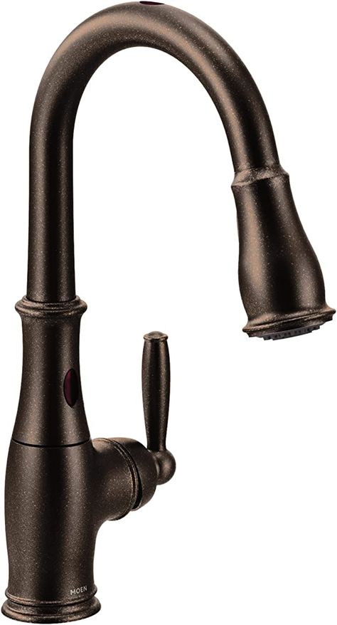 Moen Brantford Oil Rubbed Bronze Motionsense Two-Sensor Touchless One-Handle Pulldown Kitchen Faucet, 7185EORB - Touch On Kitchen Sink Faucets - Amazon.com Blue Tile Backsplash Kitchen, Oil Rubbed Bronze Kitchen Faucet, Oil Rubbed Bronze Kitchen, Bronze Kitchen Faucet, Touchless Kitchen Faucet, Bronze Kitchen, Black Kitchen Faucets, Rustic Bathroom Designs, Kitchen Pulls