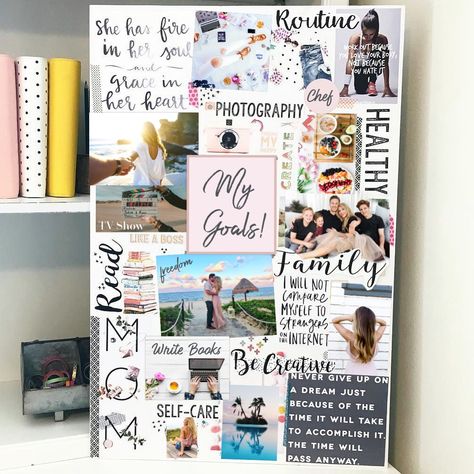 Vision Board For Beginners Vision Board Ideas Examples, Vision Board Themes, Creative Vision Boards, Vision Board Diy, Vision Board Printables, Vision Board Ideas, Vision Board Examples, Fitness Vision Board, Collage Des Photos