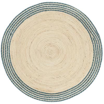 Safavieh Cape Cod Ivory/Blue 4 ft. x 4 ft. Round Area Rug. Grey Jute Rug, Blue Jute Rug, Cape Cod Rug, Beach House Rug, Eclectic Area Rug, Round Area Rug, Rug Ivory, Jute Area Rugs, Round Area Rugs