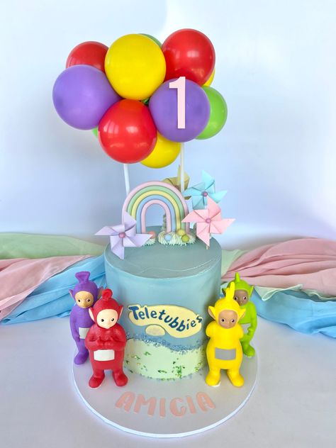 Teletubbies Birthday Party, Teletubbies Birthday, Teletubbies Cake, Garden Party Birthday, Number Cakes, First Birthday Cakes, Cake Decor, Party Birthday, 1st Birthday Parties