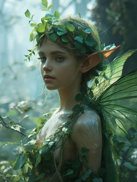 Fae People Fantasy Art, Elves And Fairies Fantasy Art, Fantasia Fairy, Nature Elf, Fantasy Fairy Art, Chinese Fairy, Nature Fairy, Girl Face Tattoo, Nature Goddess