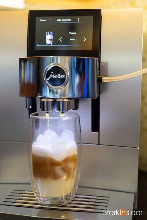 Jura Z10: A list of all the drinks, cold brews you can make with Jura's automatic home espresso machine | Stark Insider Jura Coffee Recipes, Jura Coffee, Jura Coffee Machine, Home Espresso Machine, Coffee Maker Machine, Automatic Espresso Machine, Espresso Drinks, Milk Foam, Party Food And Drinks