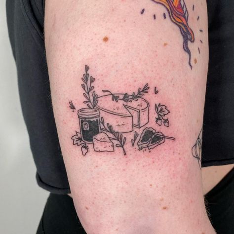 cole degenstein’s Instagram photo: “scones with brie and strawberry jam for Anita 🍓 • • • • • #montrealtattoo #montrealtattooartist #mtltattoo #quebectattoo #queertattoo…” Kiki's Delivery Service Tattoo, Computer Tattoo, Aesthetic Tattoo Ideas, Unique Tattoo Ideas, 20 Aesthetic, L Tattoo, Small Tats, Tattoo Apprentice, Tattoo Portfolio